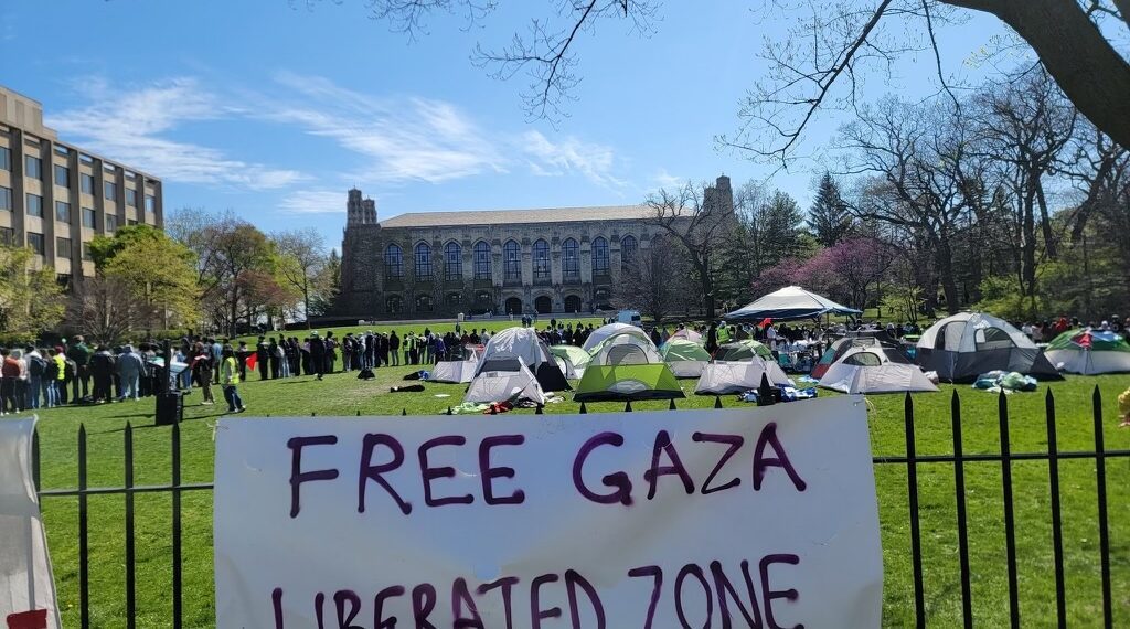 Students, Faculty Set up Pro-Gaza Camp at Northwestern University, Accuse Israel of War Crimes, Just Miles from Illinois Holocaust Museum