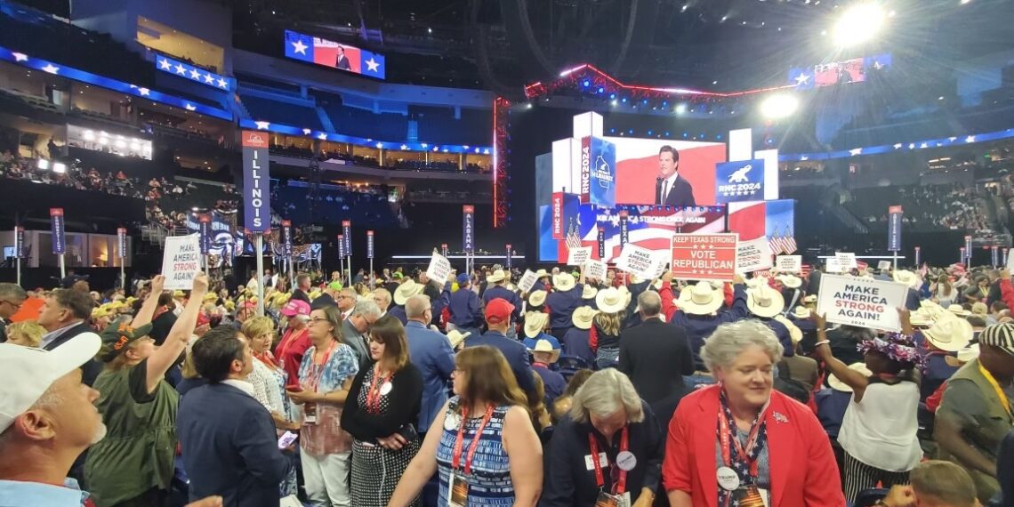 Members of Illinois Delegation Turn Their Backs on Rep. Matt Gaetz During his Primetime Speech at the RNC Convention